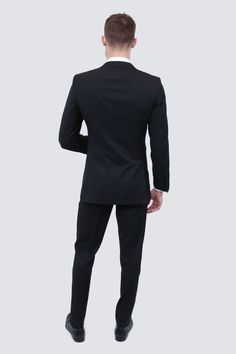 DESCRIPTION The Classic Black Notch Lapel Tuxedo sets the standard in formal ware for any special event. Our stretch blend tuxedos have a super formal look while feeling casual. We tirelessly evaluate thousands of fabrics before choosing the best in the industry. The satin lapel and stripe on the pant leg set this apart from a traditional suit taking your look to a whole new level Groom Black Tuxedo, Traditional Suit, Black Tuxedo, Tuxedos, Formal Looks, Fine Fabric, Wedding Groom, Custom Fit, Special Event