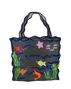 Under the Sea Tote Bag – Susan Alexandra Susan Alexandra, Thread Embroidery, The Pool, Under The Sea, Starfish, Double Layer, The Sea, The Beach, Thread