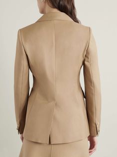 MAX MARA Osanna double-breasted wool-twill blazer Luxury Beige Blazer With Double Button Closure, Luxury Gold Blazer For Office, Luxury Gold Blazer With Notch Lapel, Luxury Gold Notch Lapel Blazer, Designer Single-breasted Beige Blazer, Designer Single-breasted Gold Blazer, Elegant Beige Sport Coat With Double Button Closure, Designer Gold Blazer For Work, Gold Double-breasted Blazer For Fall