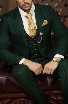 Dark Green Suits For Men, Green Suits For Men, Casual Wedding Groom, Green Suits, Green Suit Men, Green Wedding Suit, Best Suits For Men, Costume Africain, Groom Tuxedo