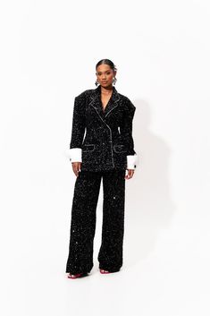 RAVEN Sequin Pantsuit in ONYX Sequin Pantsuit, Mariah Carey Concert, Infinity Top, Black Sequin Pants, Sequin Pant, Digital Closet, Infinity Dress, Pants Outfits, Sequin Maxi Dress