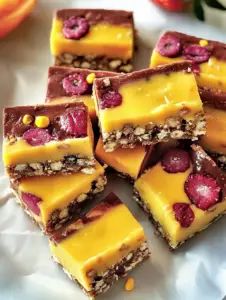 several pieces of dessert sitting on top of a white paper towel next to an orange and pink flower