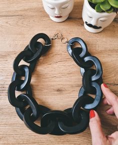 Black Chunky Link Chain Necklace, Trendy Black Link Chain Necklace, Black Link Chain Necklace, Black Chunky Chain Necklace Gift, Trendy Black Link Jewelry, Trendy Black Chunky Chain Necklace, Black Chunky Chain Link Jewelry, Chic Black Chain Link Necklace, Chic Black Chunky Chain Necklace