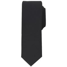 Showcase your sense of style with this men's black skinny tie. Showcase your sense of style with this men's black skinny tie. Watch now for simple tie-tying tips. Solid design 2-inches wide Narrow width complements slim, modern dress apparelFABRIC & CARE Polyester Spot clean only Imported Size: One Size. Gender: male. Age Group: adult. Modern Fitted Ties For Formal Occasions, Modern Standard Tie For Semi-formal Events, Modern Standard Tie For Semi-formal Occasions, Black Tailored Suit And Tie Accessories For Black-tie Events, Classic Black Suit And Tie Accessories, Classic Fitted Black Suit And Tie Accessories, Tailored Black Suit And Tie Accessories For Party, Fitted Black Suit And Tie Accessories For Workwear, Black Fitted Suit And Tie Accessories