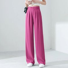 Woman's High waist wide leg pants Loose Pants BLACK-S Loose Pants Outfit, Elegant Pant, Look Office, High Waist Wide Leg Pants, Wide Leg Dress Pants, Stylish Pants, Loose Pants, High Waisted Pants, Outfits Casuales