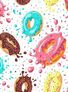 many different donuts with sprinkles on them