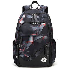 * Waterproof Schoolbag: Geometric-Print Kids School Bag Is Made Of High Quality Polyester Water-Repellent Fabric With Sbs Zipper, Lightweight And Waterproof, Sturdy Stitching And Firm Straps, Without Loose Threads Or Sloppy Seams. Great Choice For Teen Boys, College Student Back To School * Comfortable & Lightweight: Bookbags Middle School With Adjustable Straps Can Effectively Ease The Pressure On The Shoulder, Make You Comfortable Carrying, The Cushion With High Permeability Material, Have Nev Red Bags For School And End Of School Year, Trendy Red Backpack For Outdoor, Red Student Backpack For End Of School Year, Red Nylon School Bags, Red Backpack For Travel And End Of School Year, Red Waterproof Nylon Bags, Waterproof Red Nylon Bags, Red Nylon Backpack For School, Red Nylon School Backpack