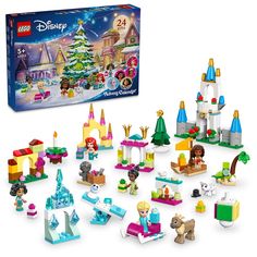 the lego disney christmas village set is in its box and ready to be played with