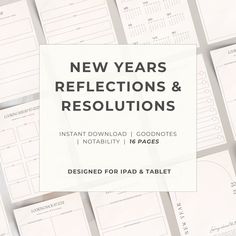 new year's reflections and resolutions for ipad & tablet - instant printable