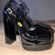 Brand New Never Worn, Aldo Nero Platform Black Heels, No Original Box, Minor Imperfections Due To Moving Them Around My Closet, Nothing Too Noticeable Black Patent Leather High Heel Block Heels, Black Patent Leather Open Toe Block Heels, Black Patent Leather High Block Heels, Black Chunky Platform High Heels, Black High Heel Block Heels For Party, Black Block Heels With Round Toe For Party, Modern Black Block Heels With Ankle Strap, High Heel Patent Leather Block Heels For Party, Patent Leather High Heel Block Heels For Party