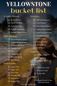 the yellowstone bucket list is shown here