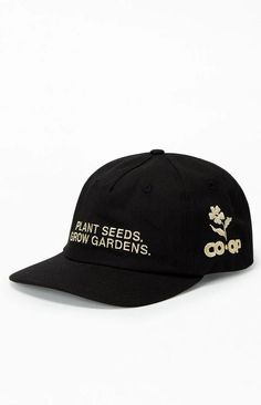 PacSun Exclusive!.Finesse your look with the Garden & Seeds The Message Snapback Cap. This exclusive hat is complete with a flat bill, adjustable snapback closure, embroidery on the front panel, and breathable eyelets..Flat bill.Breathable eyelets.Snapback closure.Side panel brand embroidery.Embroidery on the front panel Adjustable Flat Brim Dad Hat For Spring, Adjustable Dad Hat With Flat Brim For Spring, Spring Snapback Hat With Curved Brim, Spring Snapback Dad Hat With Embroidered Logo, Spring Adjustable Snapback Hat With Curved Brim, Adjustable Curved Brim Snapback Hat For Spring, Spring Streetwear 5-panel Baseball Cap, Spring 5-panel Hat With Letter Print, Spring Letter Print 5-panel Hat