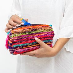 The Santa Barbara Pouch with its adorable chunky tassel is a colorful accessory for those larger essential items. This zip pouch can be used to keep your bag organized with all of your essentials in one place or makes a great makeup pouch to fit all of your favorite compacts. Each pouch is completely unique but with a Pink Tassel. If you would like a specific color on the body of the bag (more pinks, more blues, etc) simply add a note to your order in checkout. What makes the Santa Barbara colle Bright Stripes, Winter Sunset, Pink Tassel, Colorful Accessories, Makeup Pouch, Zip Pouch, Bag Organization, Santa Barbara, You Bag