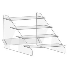 three shelves with clear plastic coverings on each shelf