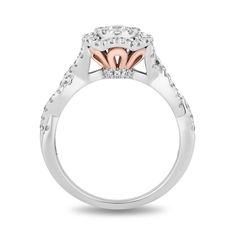 a white and rose gold ring with diamonds