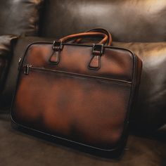 *MADE TO ORDER: ETA is 30-40 days from order date Formal Cognac Briefcase With Leather Lining, Luxury Brown Briefcase With Leather Lining, Formal Brown Briefcase With Leather Backing, Brown Leather Briefcase For Formal Use, Formal Brown Leather Briefcase, Brown Oiled Leather Briefcase With Leather Lining, Luxury Cognac Briefcase With Leather Backing, Luxury Brown Leather Briefcase, Timeless Brown Briefcase With Leather Lining