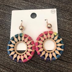 As Shown In Photos First Photo Is Actual Photo Of Item Multicolor Round Earrings For Summer, Multicolor Circular Summer Earrings, Multicolor Circular Earrings For Beach, Multicolor Circle Earrings For The Beach, Multicolor Round Earrings For Spring, Multicolor Circle Earrings For Beach, Multicolor Beach Earrings For Spring, Multicolor Casual Earrings For Spring, Spring Beach Jewelry With Round Shape