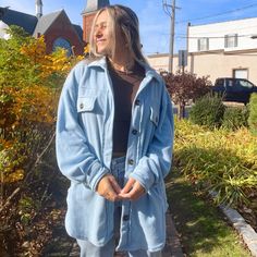 Brand New With Tags Blue Oversized Sweater Shacket Light Blue Collared Casual Outerwear, Light Blue Casual Outerwear For Day Out, Blue Relaxed Fit Outerwear For Day Out, Casual Blue Outerwear For Day Out, Blue Shacket Outfit, Blue Shacket, Shacket Outfit, Oversized Shacket, Sleeveless Duster