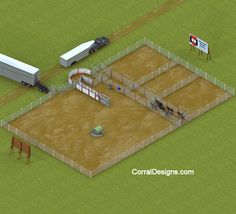 an aerial view of a horse stable and arena