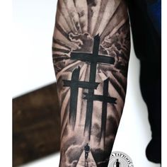 Cross Tattoos hero tattoo Holy Trinity 7 Coconut Tattoo, Jesus Tattoo Sleeve, Jesus Tattoo Design, Hero Tattoo, Cobra Tattoo, Christian Sleeve Tattoo, Cross Tattoo For Men, Cross Tattoos, Men Tattoos Arm Sleeve