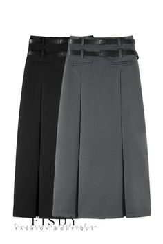 Fisdy - Falda larga de talle alto en gris de inspiración otoñal, que desprende un aire sofisticado a la par que moderno Fitted Long Skirt With Belt, High Waist Long Skirt, Fall Feels, Mid Length Skirts, Color Fabric, Autumn Inspiration, Types Of Skirts, Skirt Length, Long Skirt