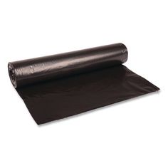 a roll of black plastic tarp on a white background with the top rolled up