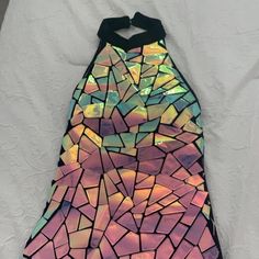 Fun, Colorful, Short Party Dress. Perfect For Birthday Party, New Year's Eve Or Just A Night Out. The Plastic Mirror Pieces Are A Hologram/Iridescent Color. The Back Of Dress Is A Black Velvet Material, Size Medium But Can Fit A Small - Does Have Stretch. Fitted Rave Party Dresses, Summer Black Disco Mini Dress, Iridescent Sleeveless Summer Dress, Spring Iridescent Dress For Night Out, Iridescent Dress For Spring Night Out, Iridescent Dress For Night Out In Spring, Iridescent Dresses For Summer Parties, Summer Party Iridescent Dresses, Iridescent Mini Dress For Summer