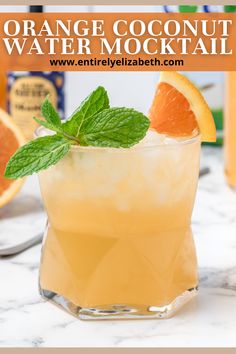 Bright, bubbly Orange Coconut Water Mocktail. Fresh-squeezed orange juice, coconut water, and alcohol-free bitters for a deliciously nourishing treat. Coconut Water Drinks, Coconut Water Recipes, Juice Coconut, 140 Pounds, 4 Ingredient