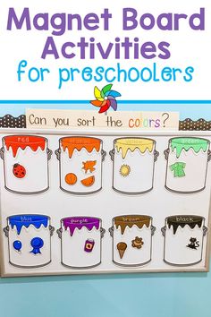 magnet board activities for preschoolers to learn how to paint and decorate with the colors