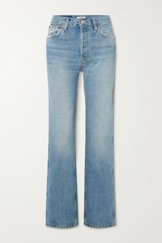 Find RE/DONE 90s Loose High-rise Straight-leg Jeans on Editorialist. These RE/DONE jeans capture the essence of classic '90s style with their high-rise shape and love-worn details. In a faded, vintage-inspired wash the brand calls 'Worn Blue,' they have straight legs with subtle whiskering and a classic 5-pocket construction. Jeans Png, Teen Gift Guide, Latest Jeans, Loose Fit Jeans, Loose Jeans, Light Denim, Dark Denim, 90s Fashion, Net A Porter