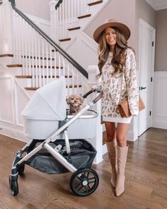 Fedora Hat Outfits, Caitlin Covington, Southern Curls And Pearls, Fall Maternity, Baby Stroller