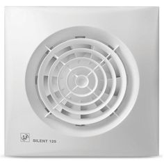 the ventilator fan is white and has four blades on each side that are attached to the wall