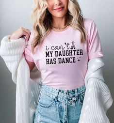 "Our dance mom t-shirt is the perfect gift for any proud Dance Mom! Made with soft and comfortable fabric, this shirt is perfect for long days of dance classes. The bold design is sure to make a statement, showing off your support for your talented dancer. It also makes a great gift for any dance mom who is always on the go! ♡STYLE Say hello to your new favorite t-shirt! All of our shirts are made with the highest quality materials and are super soft and cozy! Bella and Canvas Brand Shirts Solid Cotton T-shirt With Letter Print For Dance Class, Fitted Cotton T-shirt For Dance Class, Stretch Cotton T-shirt For Dance Class, Pink Stretch Tops For Dance, Fitted Crew Neck T-shirt For Dance Class, Cotton Tops With Letter Print For Dance Class, Casual Pink Tops For Dance, Cotton Letter Print Tops For Dance, Cotton Tops With Letter Print For Dance