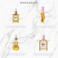 different types of perfume bottles on a white marble background with the words bebaboid above them