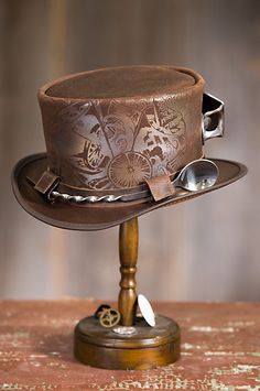 Our Victorian steampunk top hat announces your arrival in this happy-hour motif… Top Hats For Women, Captain Nemo, Leather Top Hat, Steampunk Top, Steampunk Ideas, Steampunk Top Hat, Cabbie Hat, Fur Hats, Steampunk Victorian