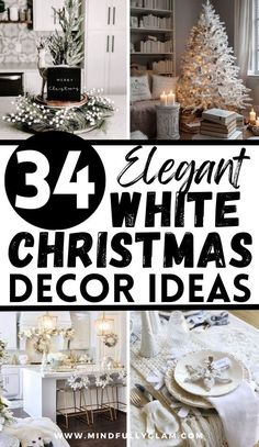 white christmas decor ideas White Christmas Tree Table Centerpieces, White Xmas Decorating Ideas, White Decorated Christmas Tree Ideas, White And Wood Christmas Decor, Elegant White Christmas Tree, White Poinsettia Christmas Decor, White Christmas Tree Ideas 2024 Trends, Christmas Table Centerpieces Simple, White Christmas Mantle Decor