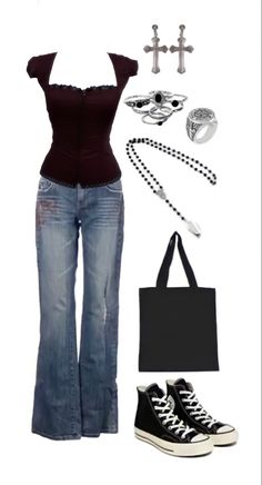 Jennifer Check Outfit Ideas, Supernatural Outfit Ideas Women, Tvd Inspired Outfits, 2009 Outfits, Y2k Essentials, Check Outfit, 2000s Outfit