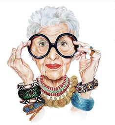 an older woman with glasses and jewelry on her face