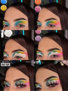 #makeup #maquillaje #colorido #fullcolor #raimbow #veronicaconti #ibethtorres Maquillaje Full Color, Colorful Eye Makeup Tutorial, Creative Eyeshadow, Beautiful Halloween Makeup, Yellow Eye Makeup, Prom Eye Makeup, Halloween Makeup Pretty