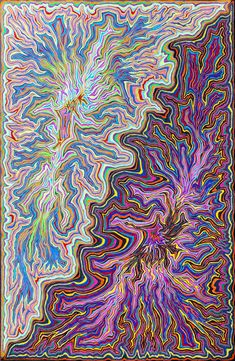 an abstract painting with multicolored lines