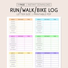 the printable run / walk / bike log