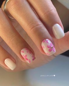 Summer Nails Short Natural, Short Nails For Summer 2024, Fun Short Nails Summer, Summer Nail Ideas For Short Nails, Very Short Summer Nails, Cute Nail Designs On Short Natural Nails, Floral Short Nails, Summer Nails For Short Nails, Gel Nail Designs Natural Nails