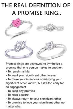 four different types of wedding rings with the words,'prom rings are best loved to symbol