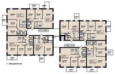 the floor plan for an apartment building with four floors and three balconies on each level