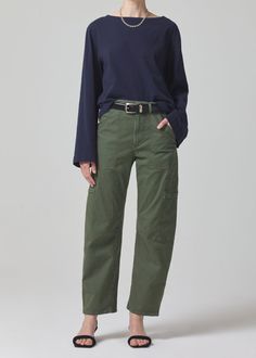 Marcelle Low Slung Easy Cargo in Surplus Green Cargo Pants, Green Pants, Cargo Pant, Citizens Of Humanity, Premium Denim, Pants Outfit, Capsule Wardrobe, Effortless Style, Cargo Pants