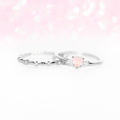 Heart-shaped Stackable Promise Rings For Valentine's Day, Rose Gold Double Heart Rings For Valentine's Day, Pink Stone-set Jewelry For Promise Ring, Cute Heart-shaped Valentine's Day Rings, Pink Heart-shaped Ring For Valentine's Day, Perfect Love, Yours Truly, Gold Ring Sets, 18k Rose Gold