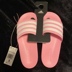 Adidas Adilette Womens 6 Kids 5 Slides Bubble Gum Pink Splash Summer Shower Sandals New With Tags. I Wear Size 7.5 And My Womens Slides Are Size 6 And These Kids 5 Fit Me Perfect. Please Check My Other Listings I Have Tons Of Adidas. Questions? Leave A Comment Below! Adidas Non-slip Summer Slides, Adidas Casual Slides For Spring, Casual Adidas Flip Flops For Spring, Comfortable Adidas Flip Flops For Summer, Adidas Slip-on Slides For Spring, Adidas Slides With Cushioned Footbed For Spring, Adidas Summer Slide Flip Flops, Adidas Summer Flip Flops, Adidas Slide Flip Flops For Summer