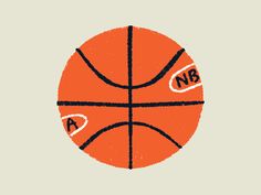 an orange basketball ball with the word nb on it's side in black and white