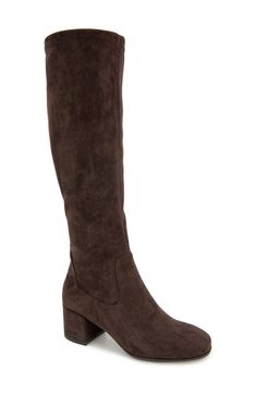 Lofted by a stacked block heel and durable sole, this trend-right tall boot is the perfect choice to elevate your cold-weather ensemble. 2 1/4" heel 5 1/2" shaft Side zip closure Textile upper/synthetic lining and sole Imported Trendy High Shaft Boots For Fall, Tall Block Heel Boots For Fall, Tall Fall Boots With Block Heel, Fall Boots With Reinforced Heel And High Shaft, Winter Suede Boots With Stacked Heel, Fall Platform Boots With Stacked Heel And High Shaft, Fall Heeled Boots With Stacked Heel And High Shaft, Fall High Shaft Heeled Boots With Stacked Heel, Trendy Stacked Heel Knee-high Boots For Winter