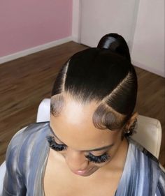 Different Kinds Of Ponytails, Zigzag Part Hair Slick Back, Middle Part Short Ponytail Black Women, Slick Hairstyles With Extensions, Swoop Ponytails For Black Women, Two Side Part Ponytail Weave, Three Way Part Ponytail, Drumming Hairstyle, Triangle Slick Back Ponytail